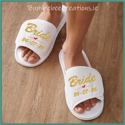 Bride Slippers Gold Heart : Open Toe